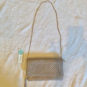 Urban expression Neela woven flap clutch